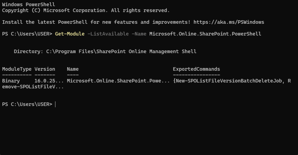 get module list available command for powershell