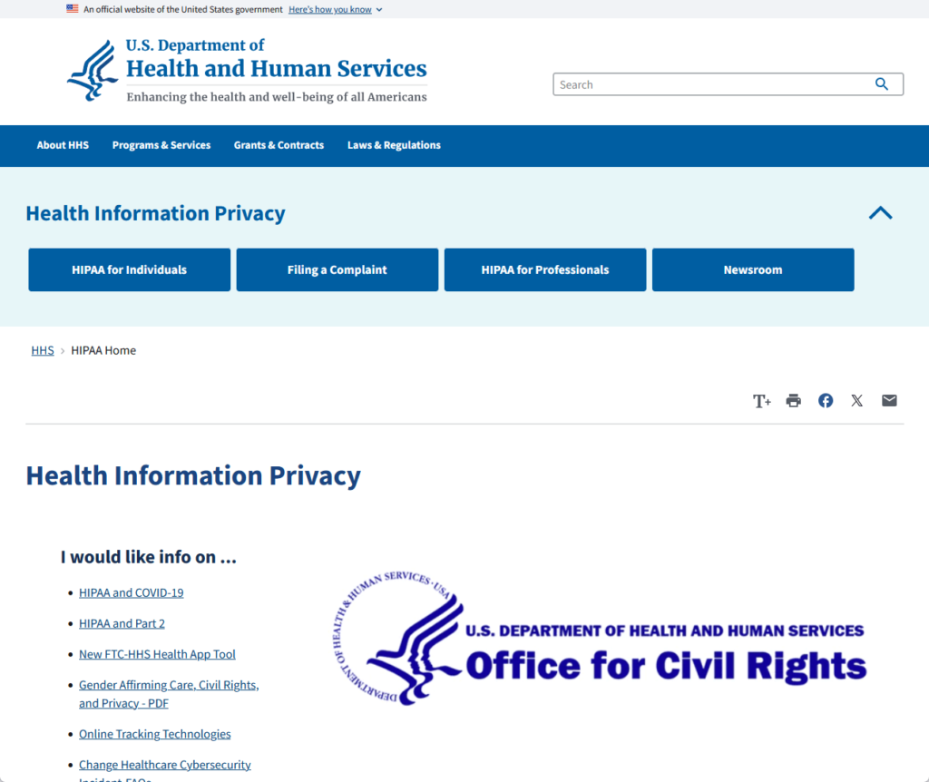 hipaa official website