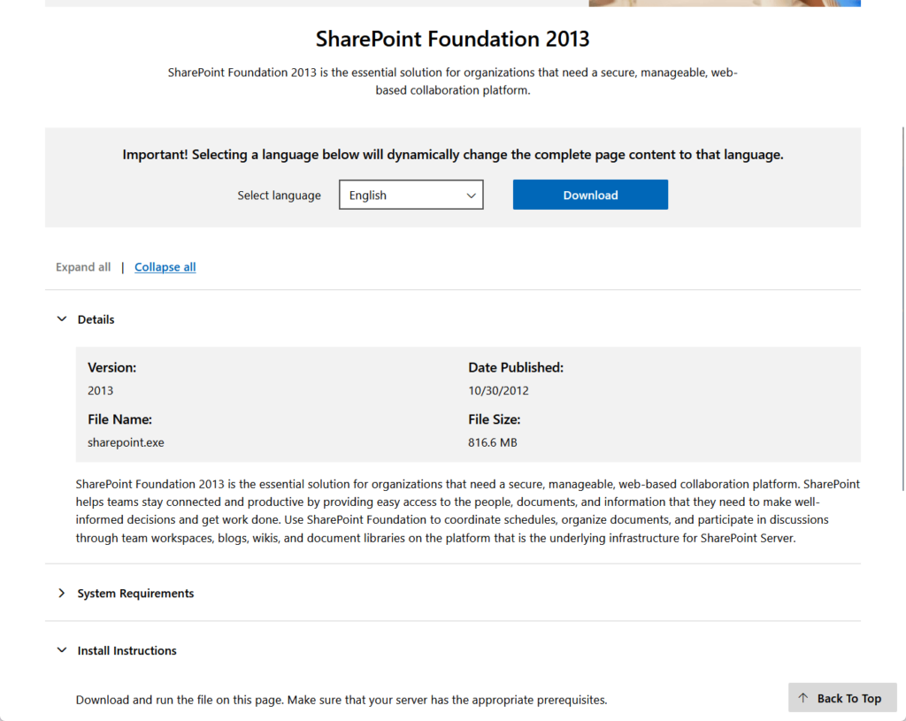 sharepoint foundation 2013 download page