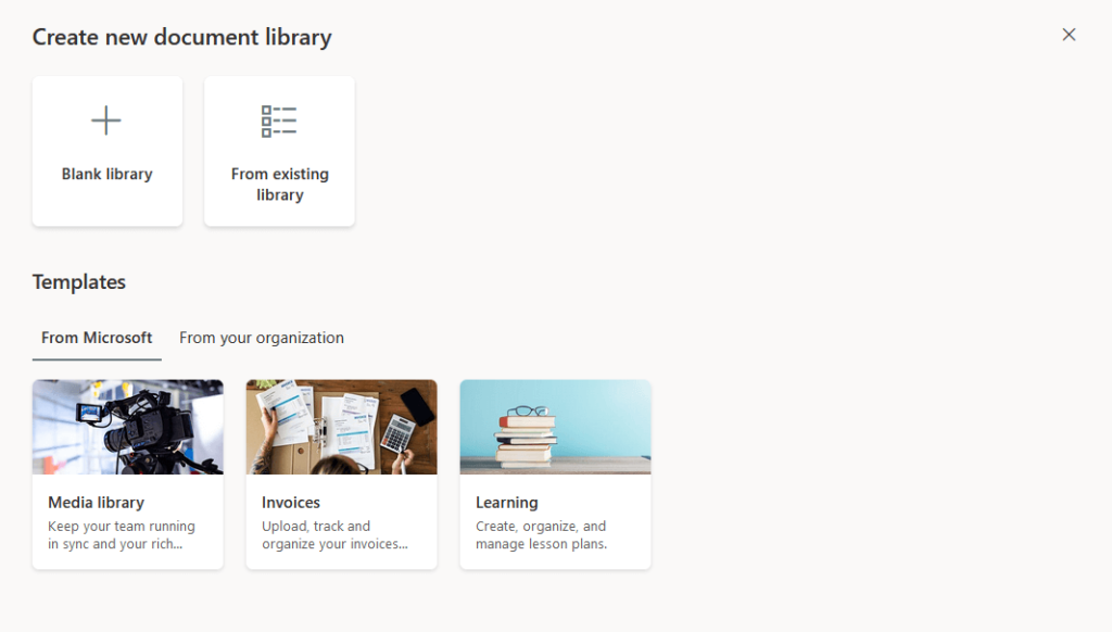 create new document library window
