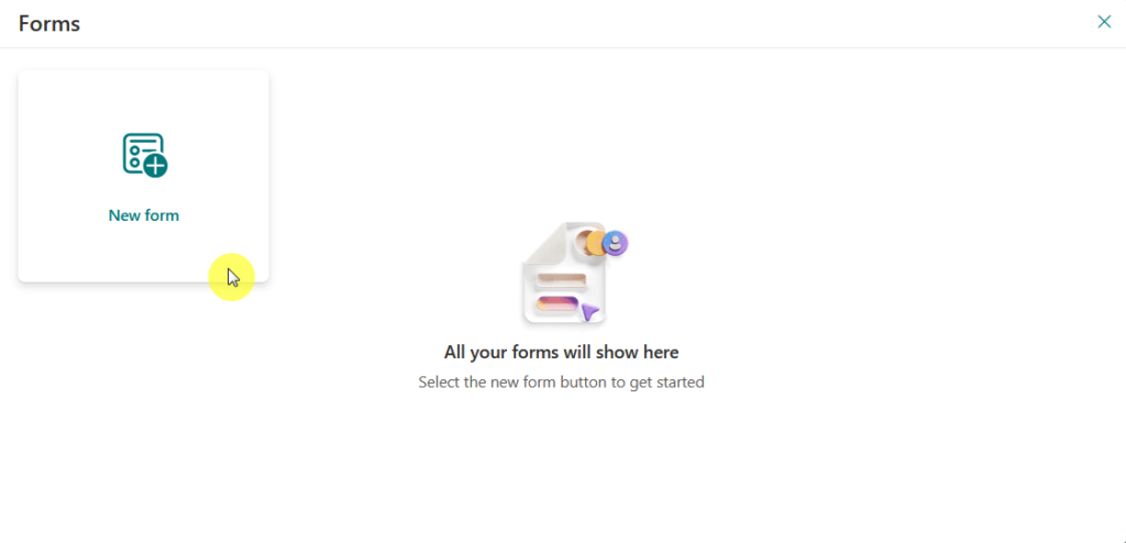 new form button in the new forms window