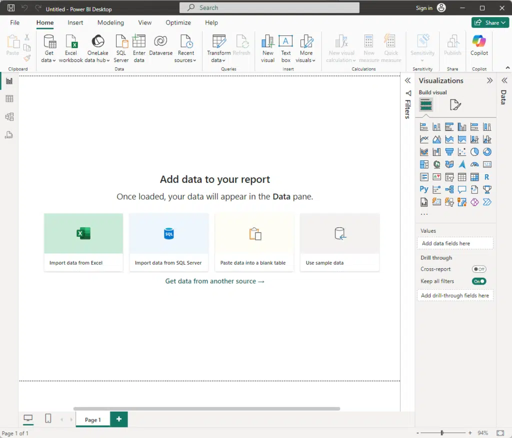 power bi blank report and not signed in