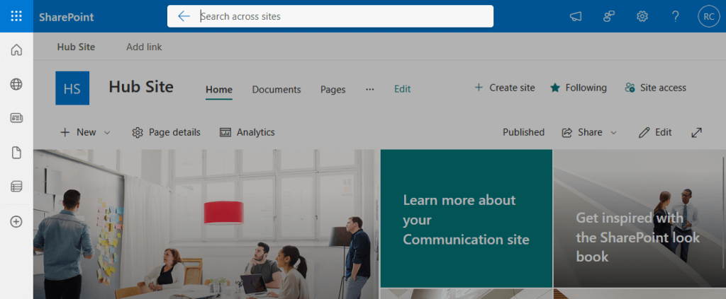 search across sites when searching in a hub