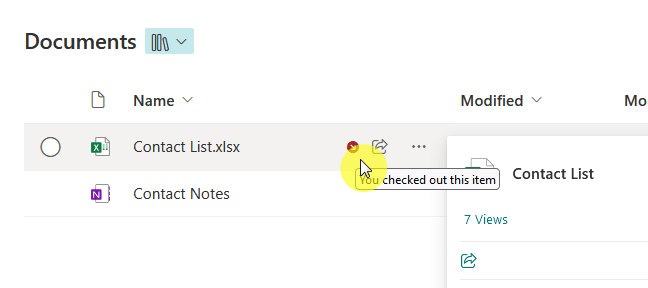 check out icon in a file