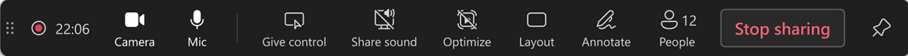 give control option in the presenter toolbar