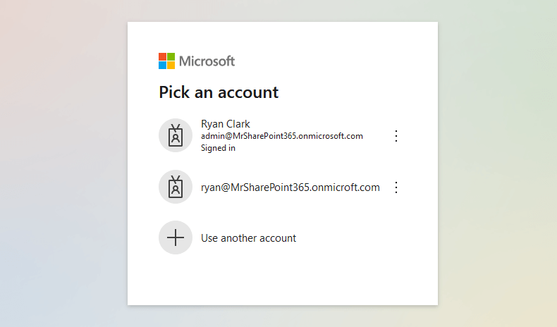 multiple accounts in the sign in page