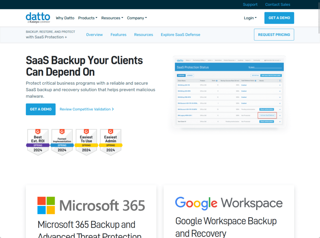 datto saas protection landing