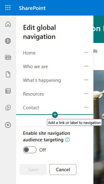 edit global navigation