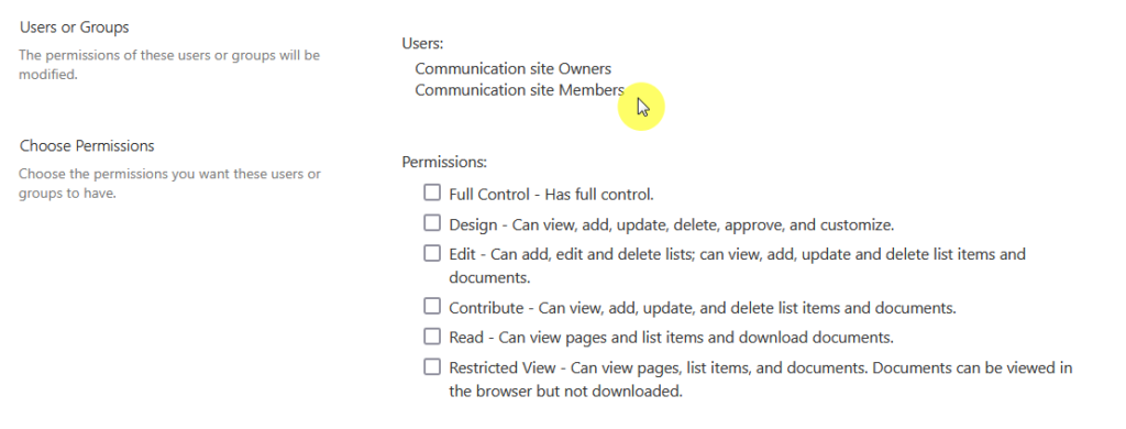 editing the permission of 2 groups at once