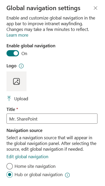 global navigation settings