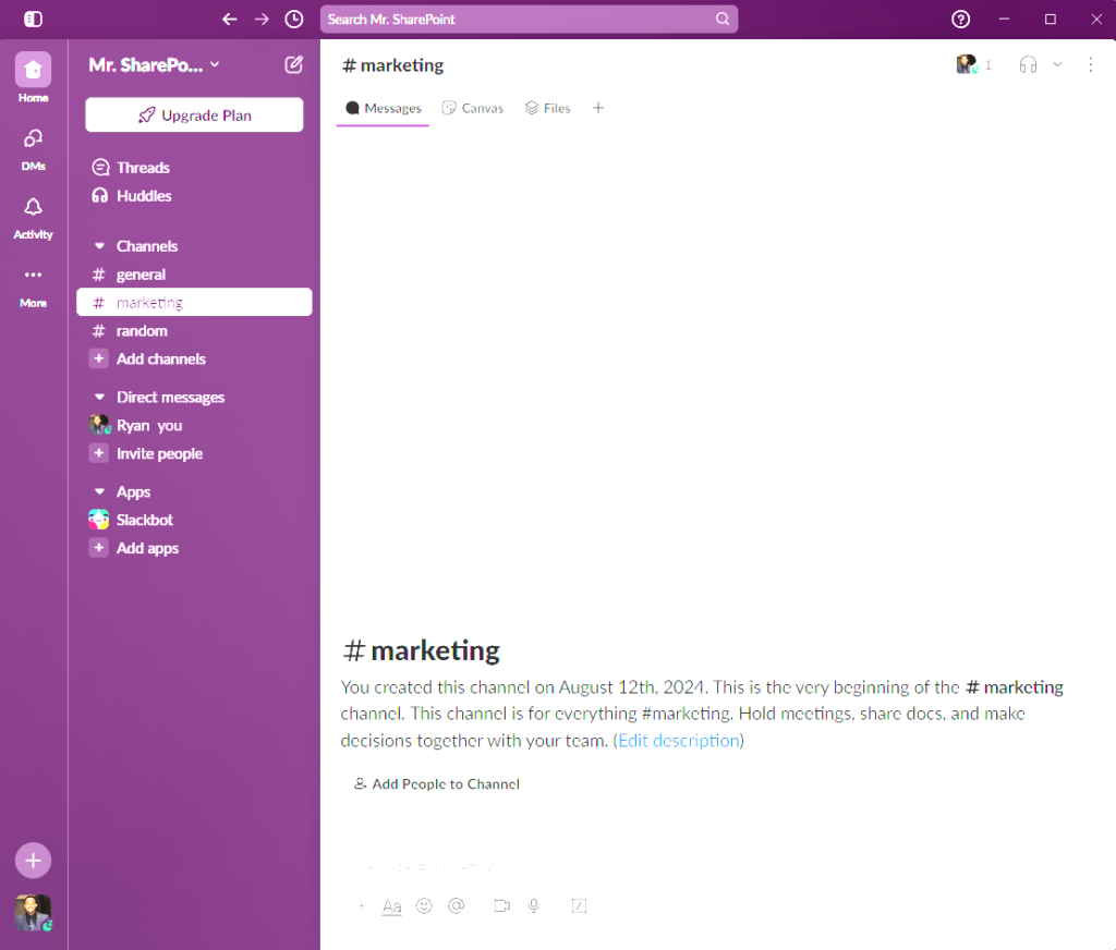 marketing channel in slack