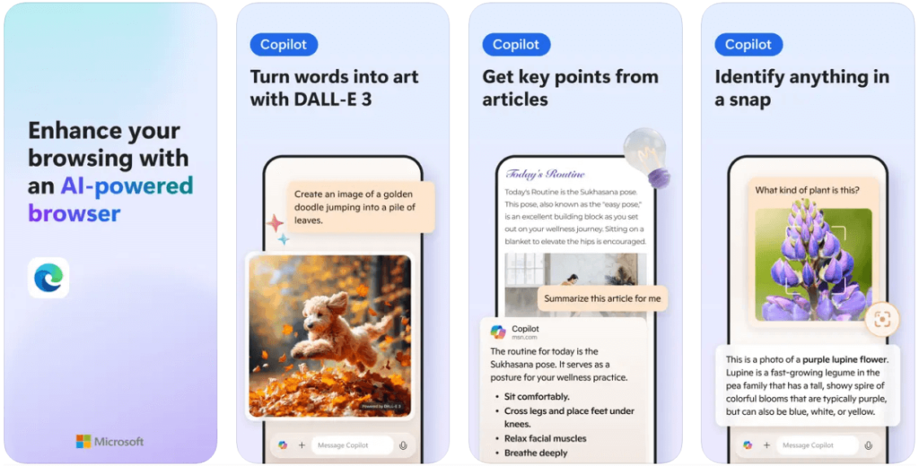 microsoft edge app screenshots for iphone