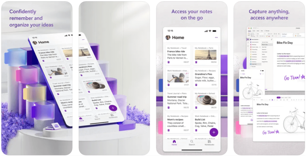 microsoft onenote app screenshots for iphone