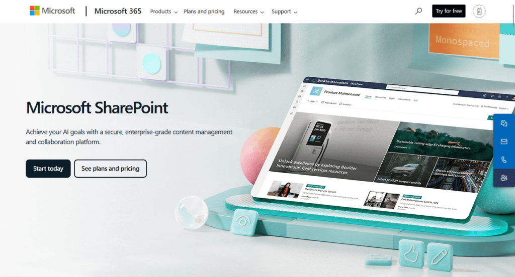 microsoft sharepoint landing page