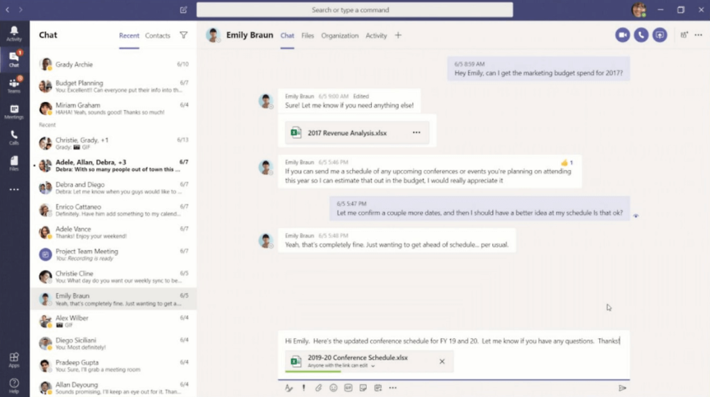 microsoft teams chat sample