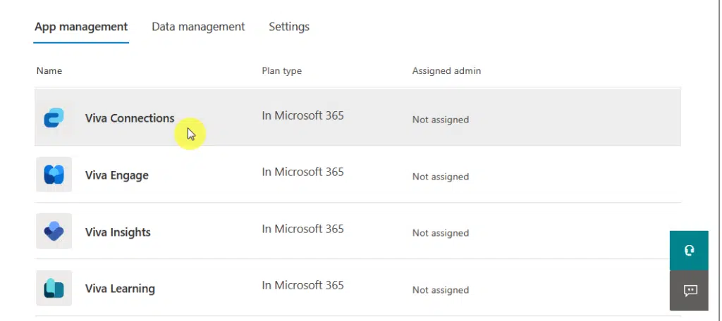 viva connections under app management
