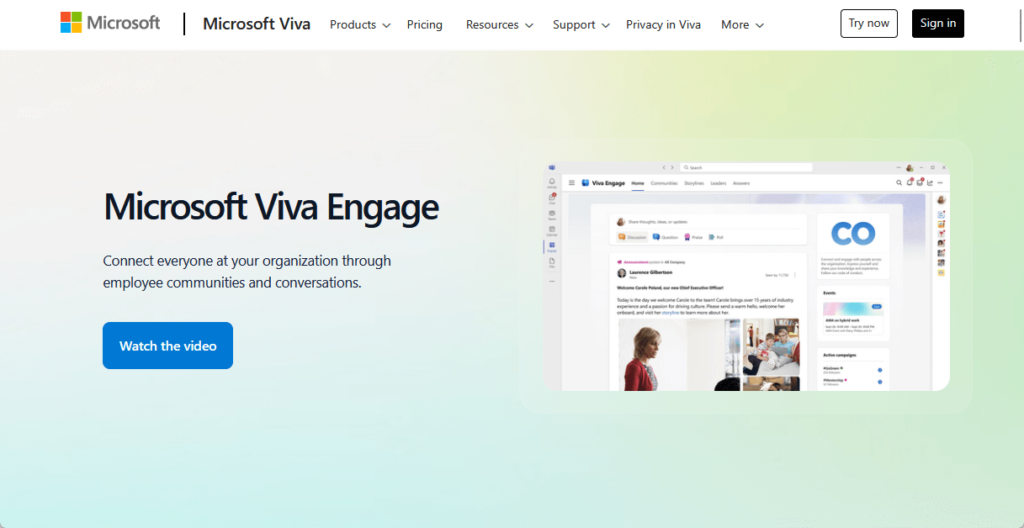 viva engage landing page