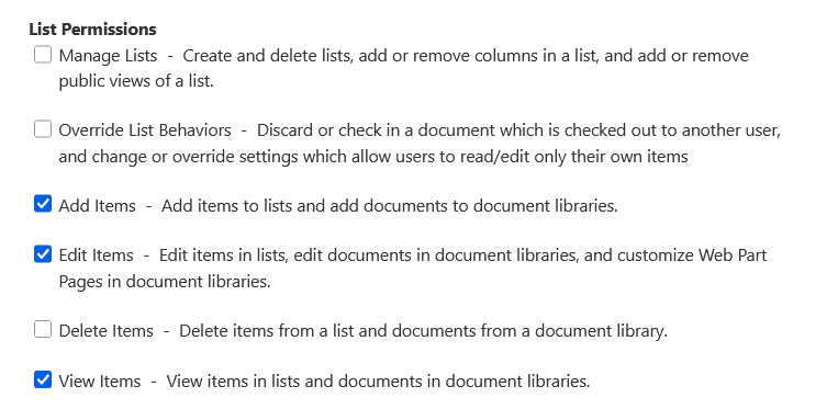 list permissions for the reviewer - limited level