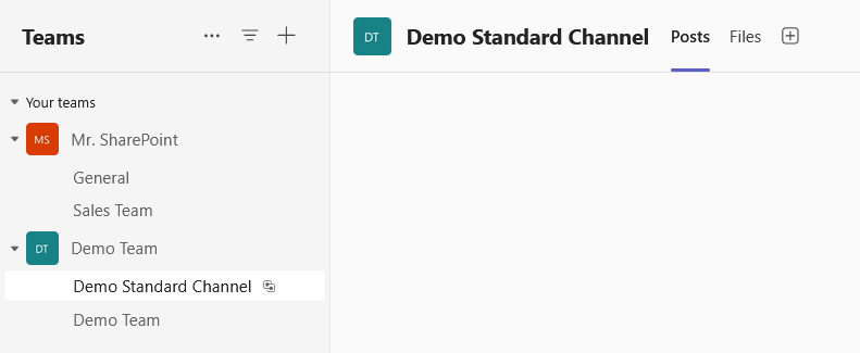 new demo standard channel in teams