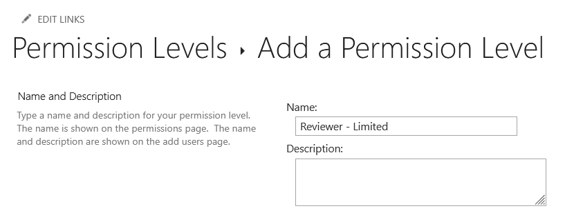 reviewer - limited as the name of the permission level