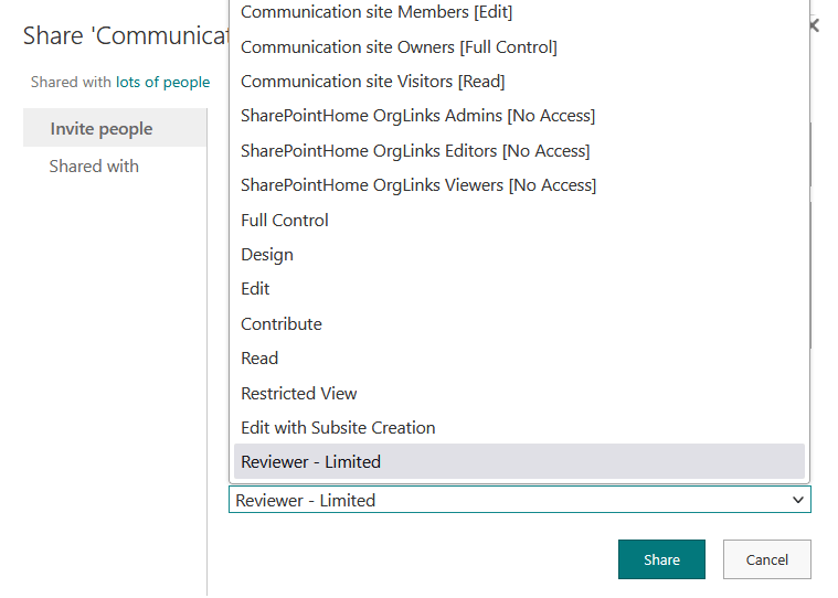 select the reviewer limited when inviting people