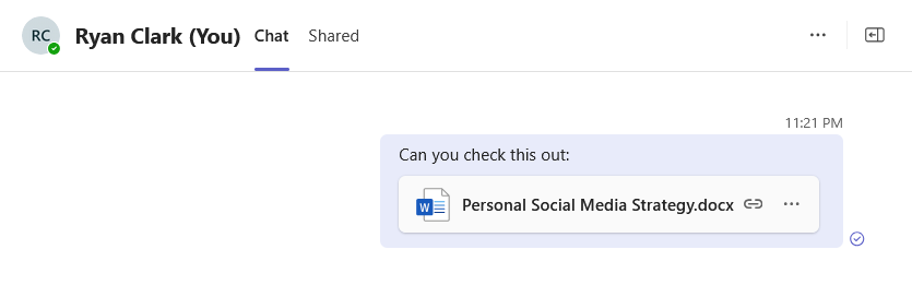 sending files to myself in teams