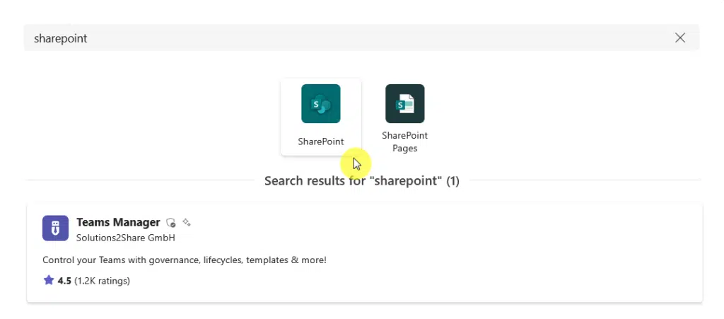 sharepoint options for adding a teams tab