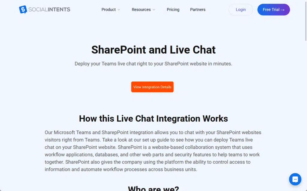 social intents with sharepoint integration