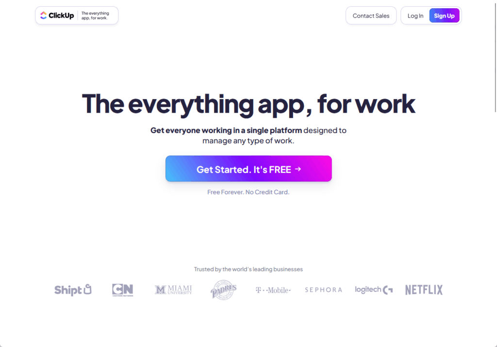 clickup home page