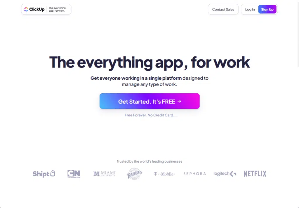 clickup home page