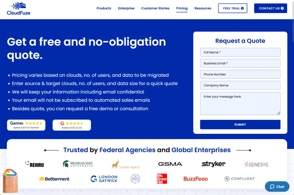cloudfuze pricing page