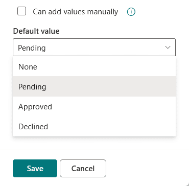 default value option when creating column