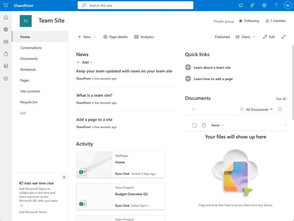 example team site
