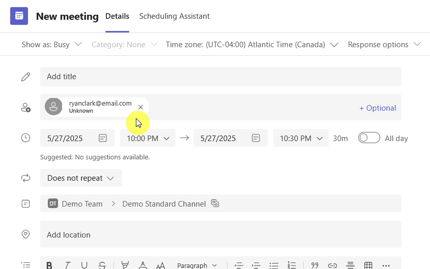 external email teams meeting invitation