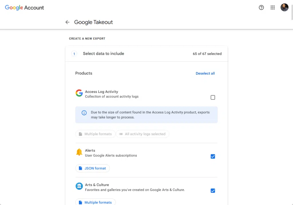 google takeout tool