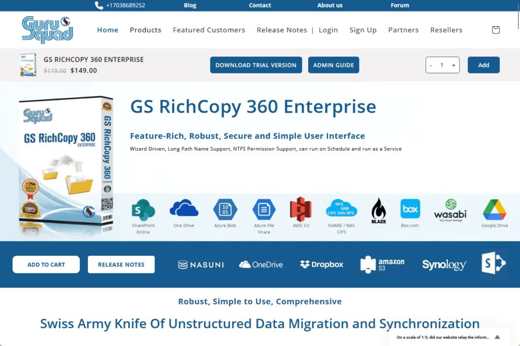 gs richcopy 360 enterprise landing page