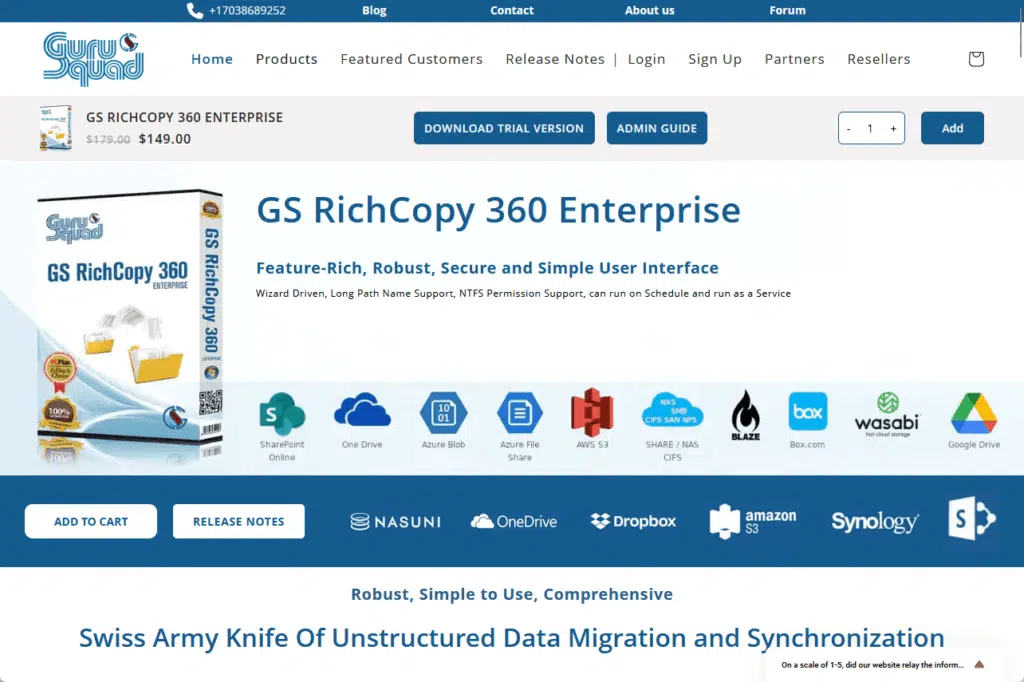 gs richcopy 360 enterprise landing page