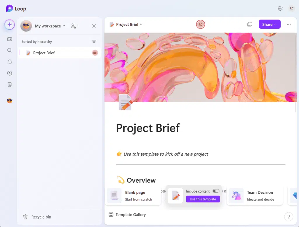 loop project brief demo workspace