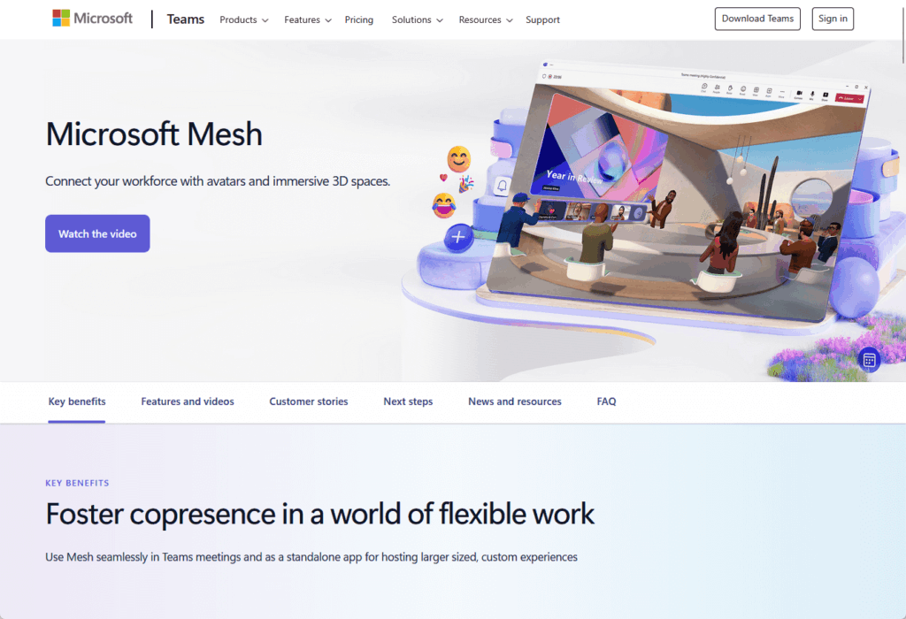 microsoft mesh landing page