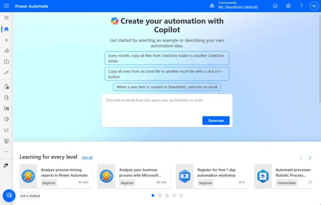 power automate home app