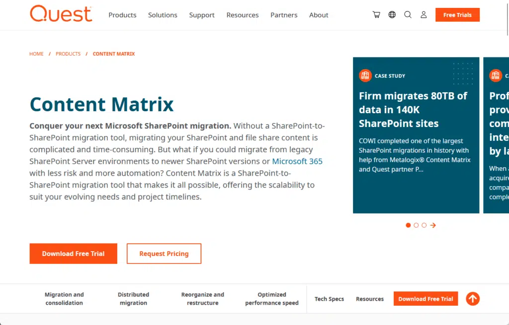 quest content matrix home page
