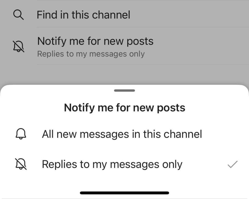 replies to my messages only in channels teams iphone app