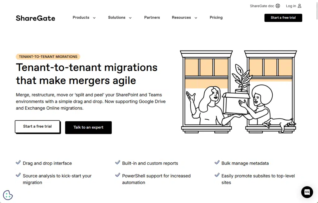 sharegate tenant to tenant migrations landing page