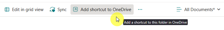 add shortcut to onedrive