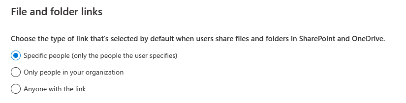 file and folder links specific people only