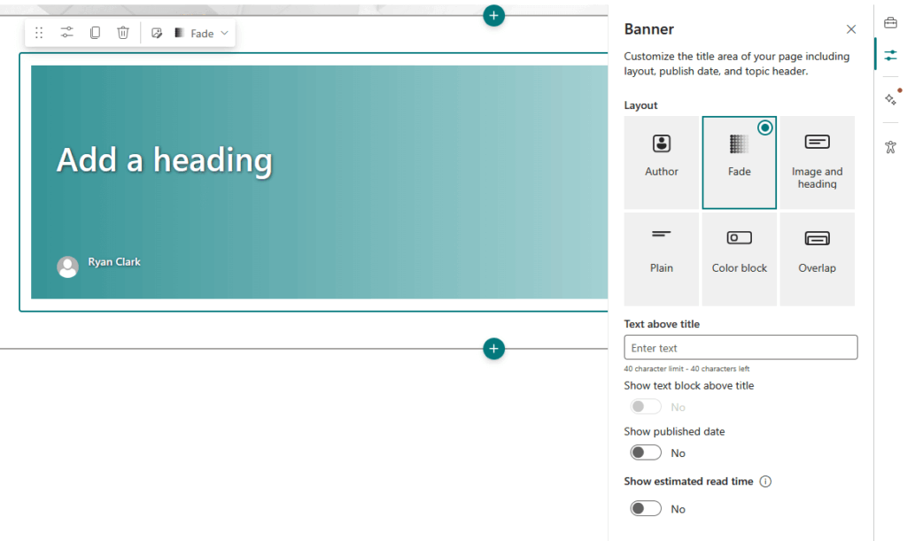 banner web part and properties