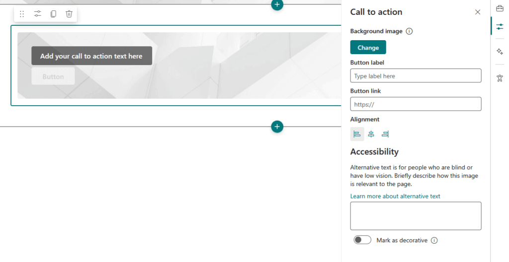 cta web part and properties