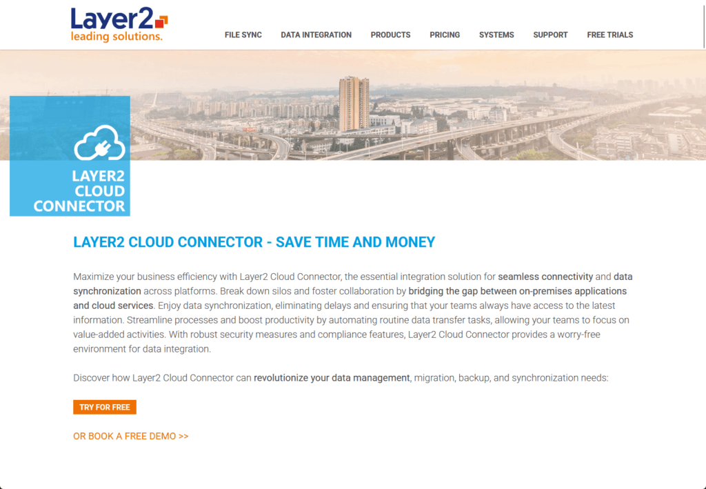 Layer2 Cloud Connector landing page