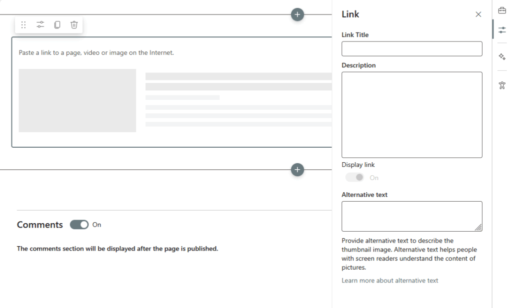 link web part and properties
