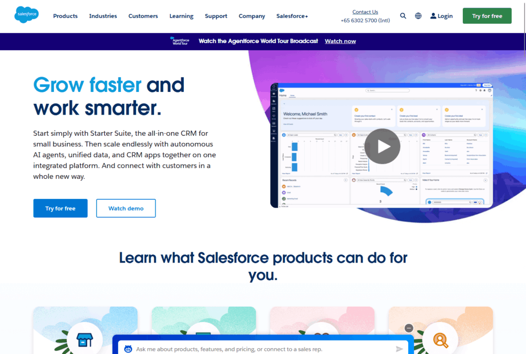 Salesforce homepage to grow faster and work smarter